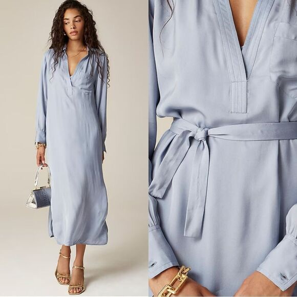 NWT J CREW Bungalow dress in drapey viscose twill in Light Lakeshore - Picture 1 of 6